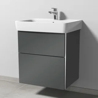 Sanipa 3way Waschtischunterbau zu Geberit Renova Plan Waschtisch mit 2 Auszügen, Anthrazit-Glanz BS87579