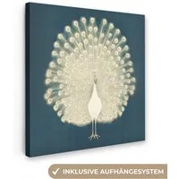 OneMillionCanvasses® Leinwandbild Vogel - Blau - Vintage, Fotodruck (1 St), Wandbild, Deko Schlafzimmer Wohnzimmer Flur 20x20 cm