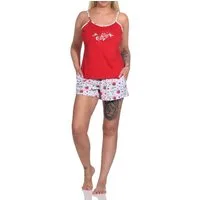 Normann Pyjama Süsser ärmelloser Damen Schlafanzug Shorty mit Spaghetti-Trägern