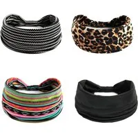 Zaewry Stirnband Damen Sport, 4 Pack Haarband Haarbänder Damen Herren (4-St) Antirutsch Stirnbänder Elastisch Headband Unisex Hair Band