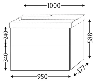 Sanipa Waschtischunterbau mit Auszügen 3way (BP498) 588x950x477 Marine-Matt, BP4981R BP4981R