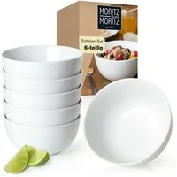 Moritz & Moritz Müslischüssel Moritz & Moritz BASIC 6tlg Schüssel Set weiß, Porzellan, (Set, 6-tlg), für 6 Personen - spülmaschinen- und mikrowellengeeignet