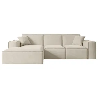 Altdecor Ecksofa, Weiß, Kunststoff, 6-Sitzer, L-Form, Ottomane links, 266x165 cm, Wohnzimmer, Sofas & Couches, Wohnlandschaften, Ecksofas