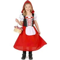 JADEO Kostüm Rotkäppchen Märchenkostüm für Kinder rot-weiss-schwarz