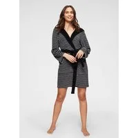 KangaROOS Damenbademantel Luana, ideal für Sauna & Spa, Hotelbademantel, Morgenmantel, Kurzform, Leichtfrottier, Kapuze, Gürtel, Streifen - Bademantel für Damen, gestreift, XS-3XL