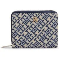 Tommy Hilfiger Geldbörse TH ICON MED ZA W/ FLAP JACQUARD, Damen Geldbeutel, Portemonnaie mit TH-Schmuckelement