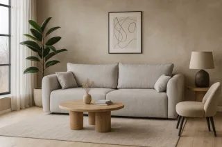 Sofa 3-Sitzer mit Schlaffunktion RUDEN in Stoff Raven Hellgrau