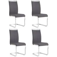 Flieks Freischwinger (4 St), 4er Set Esszimmerstuhl Kunstleder Polsterstuhl Schwingstühle