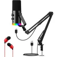 CkeyiN Pro Mikrofon Gaming, Mikrofon PC,Streaming,mit Arm,Stummschalttaste, Gain-Regler, für Podcast-Studios,Kompatibel mit Windows und Mac OS