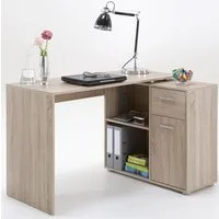 FMD Eckschreibtisch AUGSBURG, Schreibtisch/ Sideboard m. Stauraum, beids. montierb., 117 oder 148 cm