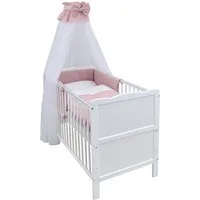 Baby-Delux Komplettbett Babybett Jack Komplettset Beißschienen Musselin, 10-tlg., Kinderbett 70x140 cm weiß, Bettset verschiedene Designs