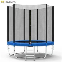 HomeMiYN Gartentrampolin Garten Trampolin mit Sicherheitsnetz – Outdoor Kinder Trampolin, Schutzrand schwarz,mit sicherheisnetz