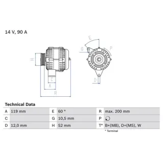 Bosch Lichtmaschine 90A Saab 9-3 900