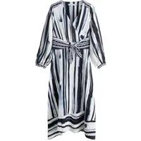 Next Midikleid Langarm-Midikleid mit V-Ausschnitt und Bindegürtel (1-tlg)