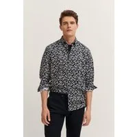 bugatti Langarmhemd Soft Cotton mit floralem Muster und im Modern Fit