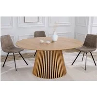 riess-ambiente Esstisch VALHALLA WOOD Ø140cm natur (Einzelartikel, 1-St), Küche · Eiche-Design · lackiert · rund · Säulenfuß · Japandi Style