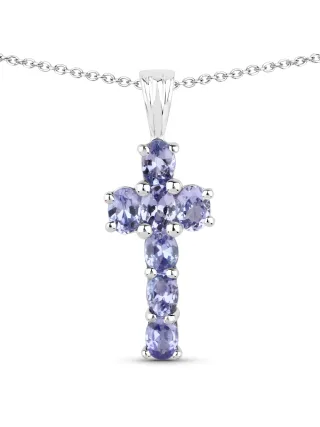 Vira Jewels Anhänger mit Kette 925-Sterling Silber rhodiniert Glänzend Tansanit violett