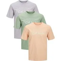 Jack & Jones Print-Shirt Bequemes Slimfit Shirt (Spar-Set, 3er-Pack) in Unifarbe mit Print