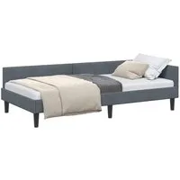 vidaXL Bett Eckbettgestell mit Kopfteil Dunkelgrau 100 cm x 200 cm Samt (1-tlg)