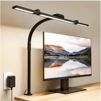 oyajia LED Schreibtischlampe LED Tischleuchte, Dimmbar, Drehbare Tischlampe, Flexiblem Schwanenhals, flexible Gelenke, LED fest integriert, Warmweiß (3000K), Naturweiß (4500K), Kaltweiß (6000K), 5 Farben 5 Helligkeitsstufen dimmbare, 72cm Klemmlampe,