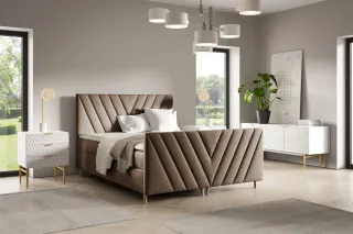 Boxspringbett Schlafzimmerbett CARLITO 180x200cm in Stoff Fresh Braun
