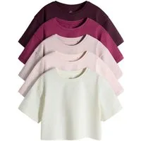 The Set T-Shirt The Set verkürzte Oversized Fit T-Shirts, 5er-Pack (5-tlg)