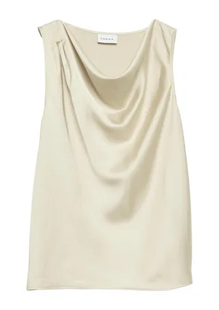 comma - Satin-Wasserfall-Top grau - Gr. - 44