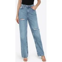 Imily Bela Loose-fit-Jeans Damen Zerrissene Jeans mit geradem Bein (Packung, 1-tlg., 1per-Pack) in Unifarbe