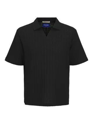 JACK&JONES - JORHYDRA SPLIT NECK POLO black - Gr. - L