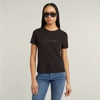 G-STAR T-Shirt G-Script Shiny R mit Ton-in-Ton Schriftzug