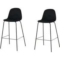 Venture Home Barhocker Polar, 2er-Set Barhocker in Schwarz-Samt, luxuriös, 150 kg belastbar (2 St), Tresenstuhl, weicher Bezug, schwarze Metallbeine, Fußstütze, edel
