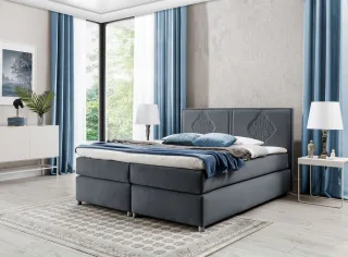 Boxspringbett Schlafzimmerbett Bett DAMIANO DELUX Stoff Anthrazit 200x200cm
