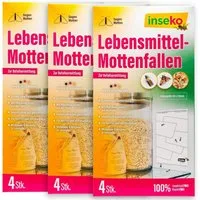 Inseko Klebefalle 12x inseko Lebensmittelmotten Falle I insektizidfrei und geruchlos, Pheromonfalle gegen Lebensmittelmotten und zur Befallsermittlung
