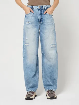 GANG Damen 94SARINA LONG - baggy fit Jeans distressed light blue
