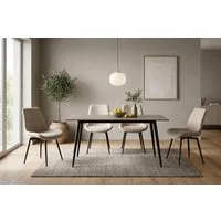 OTTO home Essgruppe Juniper, Set, 5-tlg., (Set, 5-tlg., 4 Stühle + 1 Esstisch), Tisch 140x80cm in Sinterstein-Keramikoptik mit 4 Stühlen, 360° drehbar