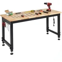 COSTWAY Werkbank, 122 cm schwerlast höhenverstellbarer Arbeitstisch mit Steckdose