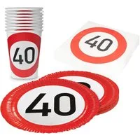 Party Factory Geschirr-Set Happy Birthday 40 36-tlgParty-Set mit Teller, Bechern und Servietten, 8 Personen, stabil & Farben intensiv