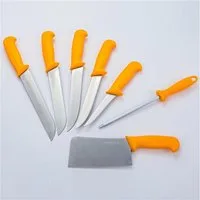 HOOZ Messer-Set Fleischermesser Set 7-teilig mit Hackbeil & Wetzstahl aus Edelstahl (7-tlg), 7-teiliges Fleischermesser Set mit Wetzstahl und Hackbeil