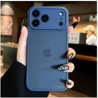 LIVINO Smartphone-Hülle Matte Translucent iPhone Hülle mit Stoßschutz & Linsenschutz, Blau, Stoßdämpfend, Kameraschutz, Air-Cushion Technologie