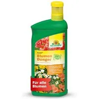 Neudorff Blumendünger Bio - Azet BlumenDünger 1L für 200L Gießwasser, 100% organisch und vegan - Blühpflanzendünger flüssig, Balkonblumendünger für üppig blühende Blumen im Garten oder Zimmer, Geraniendünger mit praktischem Dosierbecher