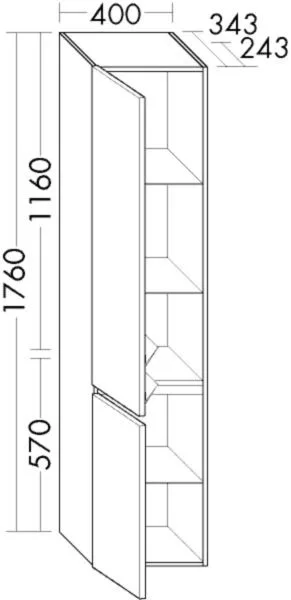 Burgbad Hochschrank Lin20 Melamin 1760x400x245 Eiche Dekor Nachtschwarz, HSPF040RF7331 HSPF040RF7331