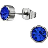 BUNGSA Ohrring-Set Ohrstecker rund 7mm Silber mit blauem Kristall aus Edelstahl für Damen (1 Paar (2 Stück), 2-tlg), Ohrschmuck Ohrringe