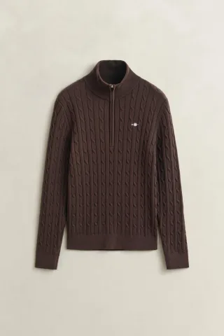 GANT - Zopfstrick-Troyer aus Stretch-Baumwolle deep brown - Gr. - XL
