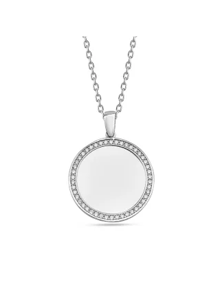 Dkeniz Anhänger mit Kette 925/- Sterling Silber rhodiniert Kreis Plättchen