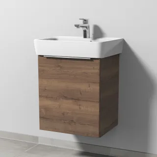 Sanipa 3way Waschtischunterbau zu Geberit Renova Plan Waschtisch mit 1 Tür, Eiche-Tabak UM87250