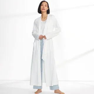 Wadenlanger Morgenmantel aus Baumwolle für Damen in Petite-Größe, Damen, size: petite, Weiß, Baumwolle, by Lands' End