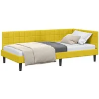 vidaXL Bett Eckbettgestell mit Kopfteil Gelb 100 cm x 200 cm Samt (1-tlg)