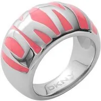 DKNY Fingerring Damen, aus Edelstahl, Silber/Rosa, Gr. 56 (17,8mm)