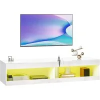 HOMCOM TV-Board mit RGB LED-Beleuchtung (16 Farben) (Hängender TV Schrank, 1 St., TV Lowboard), mit offenen Stauraum, für 55-60 Zoll Fernseher, Hochglanzweiß