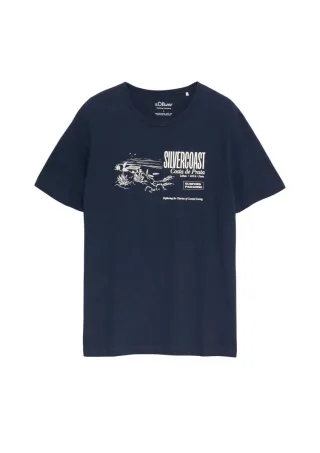 s.Oliver Red Label - T-Shirt mit Frontprint blau - Gr. - L